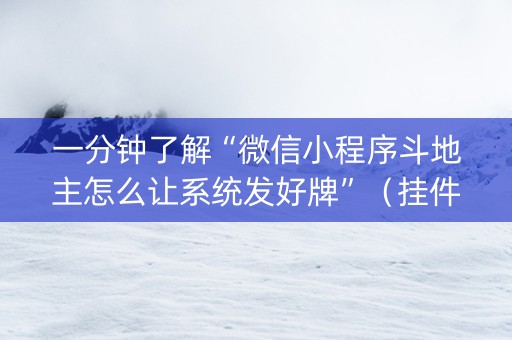 一分钟了解“微信小程序斗地主怎么让系统发好牌”（挂件神器)