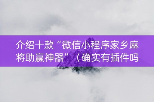 介绍十款“微信小程序家乡麻将助赢神器”（确实有插件吗)