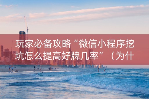 玩家必备攻略“微信小程序挖坑怎么提高好牌几率”（为什么有人一直赢)