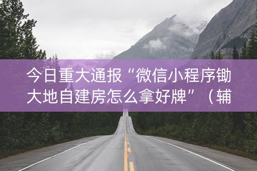今日重大通报“微信小程序锄大地自建房怎么拿好牌”（辅助器插件)