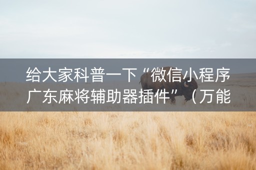 给大家科普一下“微信小程序广东麻将辅助器插件”（万能开挂神器)