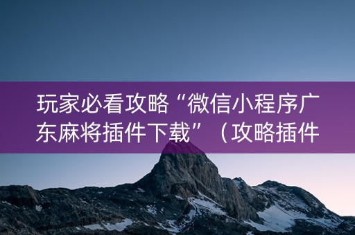 玩家必看攻略“微信小程序广东麻将插件下载”（攻略插件)