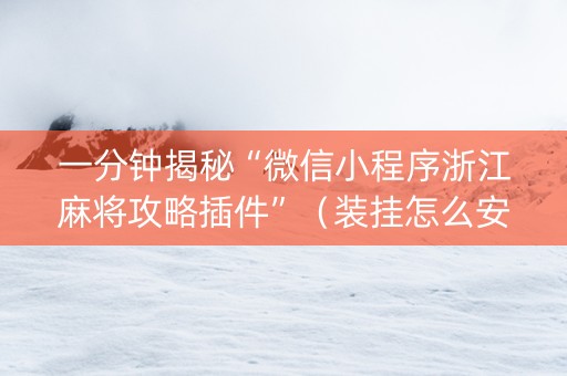 一分钟揭秘“微信小程序浙江麻将攻略插件”（装挂怎么安装)
