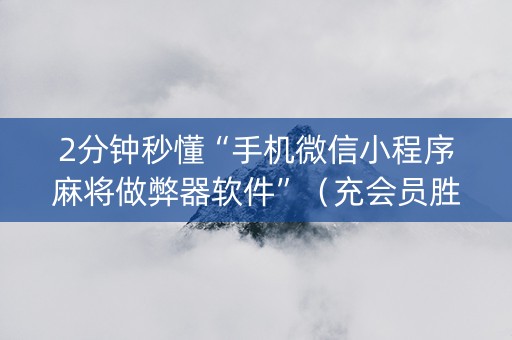 2分钟秒懂“手机微信小程序麻将做弊器软件”（充会员胜率高)