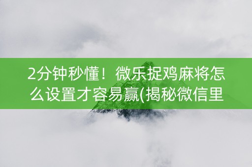 2分钟秒懂！微乐捉鸡麻将怎么设置才容易赢(揭秘微信里规律攻略)