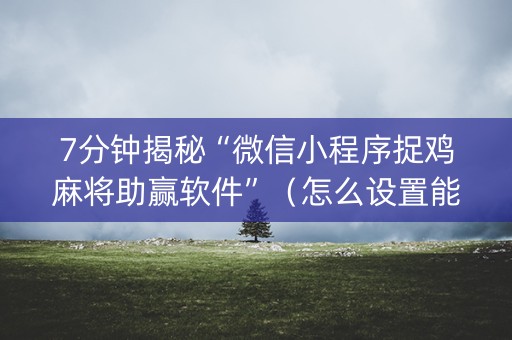 7分钟揭秘“微信小程序捉鸡麻将助赢软件”（怎么设置能有好牌)
