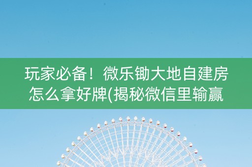 玩家必备！微乐锄大地自建房怎么拿好牌(揭秘微信里输赢规律)