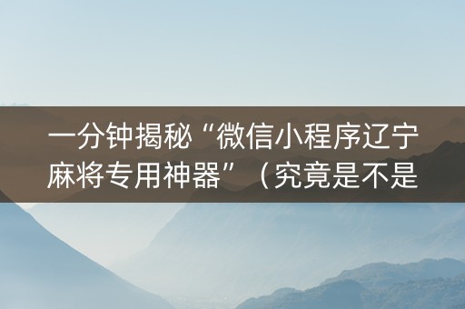 一分钟揭秘“微信小程序辽宁麻将专用神器”（究竟是不是有挂)