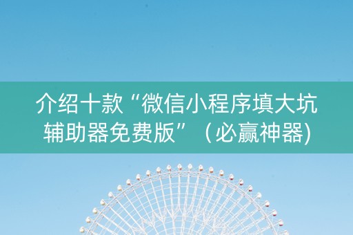 介绍十款“微信小程序填大坑辅助器免费版”（必赢神器)