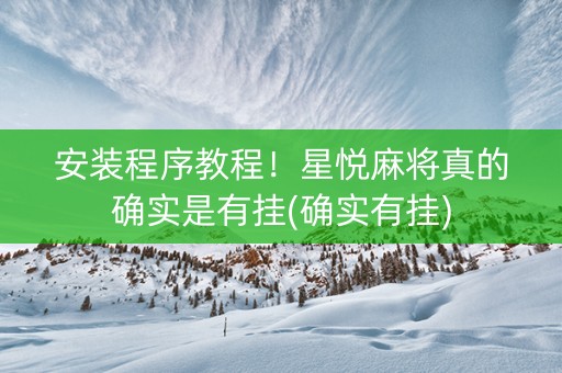 安装程序教程！星悦麻将真的确实是有挂(确实有挂)
