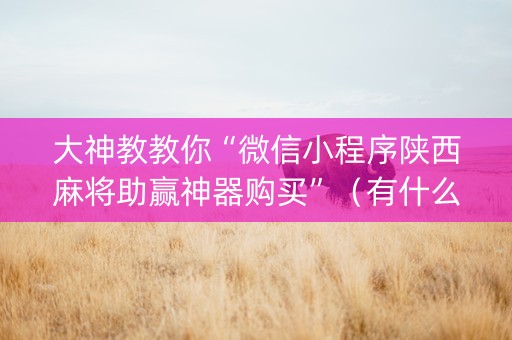 大神教教你“微信小程序陕西麻将助赢神器购买”（有什么规律)