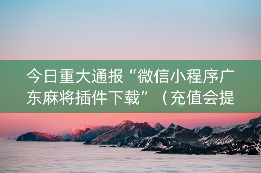 今日重大通报“微信小程序广东麻将插件下载”（充值会提高胜率么)