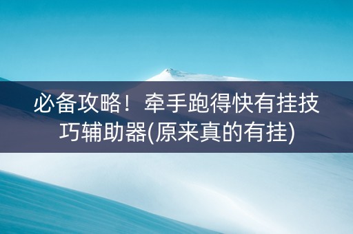 必备攻略！牵手跑得快有挂技巧辅助器(原来真的有挂)
