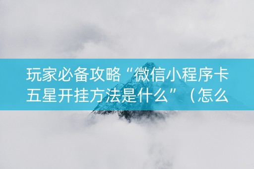 玩家必备攻略“微信小程序卡五星开挂方法是什么”（怎么让系统给你发好牌)