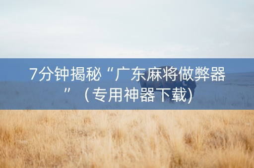 7分钟揭秘“广东麻将做弊器”（专用神器下载)