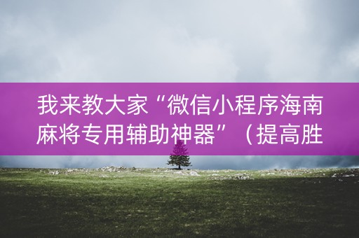 我来教大家“微信小程序海南麻将专用辅助神器”（提高胜率技巧)