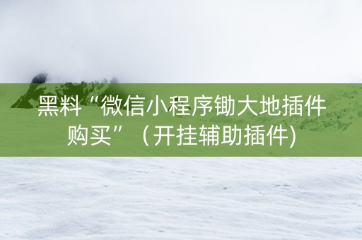 黑料“微信小程序锄大地插件购买”（开挂辅助插件)