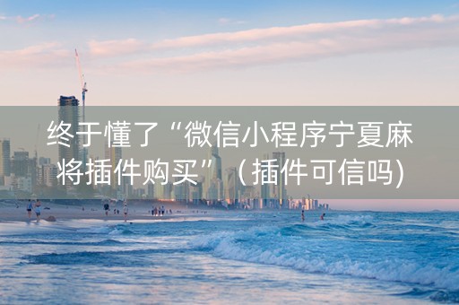 终于懂了“微信小程序宁夏麻将插件购买”（插件可信吗)