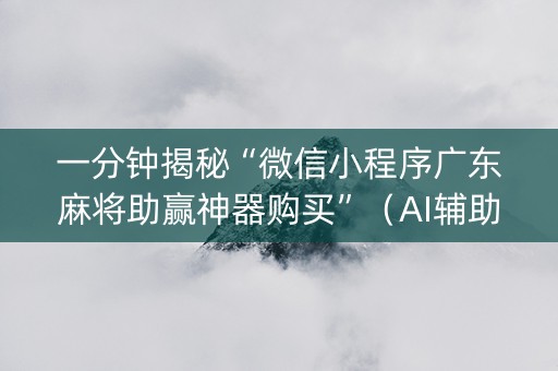 一分钟揭秘“微信小程序广东麻将助赢神器购买”（AI辅助胡牌规则)