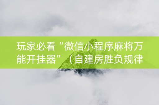 玩家必看“微信小程序麻将万能开挂器”（自建房胜负规律)