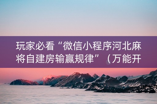 玩家必看“微信小程序河北麻将自建房输赢规律”（万能开挂神器)