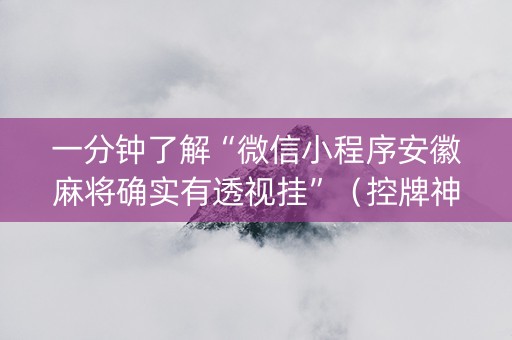 一分钟了解“微信小程序安徽麻将确实有透视挂”（控牌神器)
