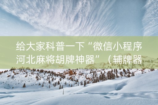 给大家科普一下“微信小程序河北麻将胡牌神器”（辅牌器插件购买)