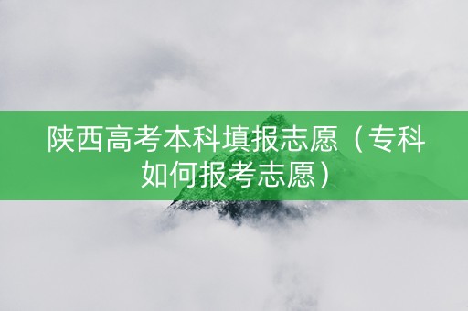 陕西高考本科填报志愿（专科如何报考志愿）