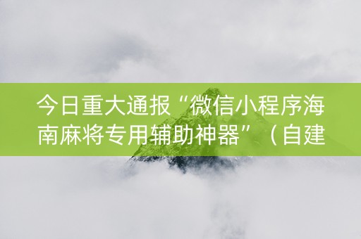 今日重大通报“微信小程序海南麻将专用辅助神器”（自建房胜负规律)