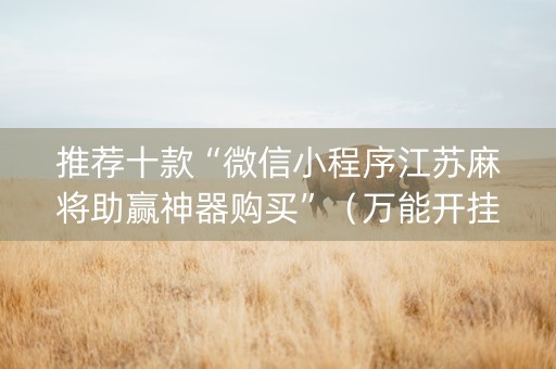 推荐十款“微信小程序江苏麻将助赢神器购买”（万能开挂神器)