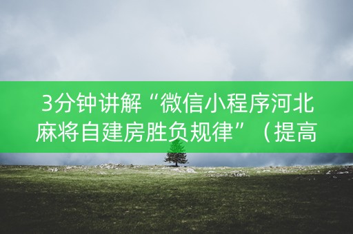 3分钟讲解“微信小程序河北麻将自建房胜负规律”（提高胜率技巧)