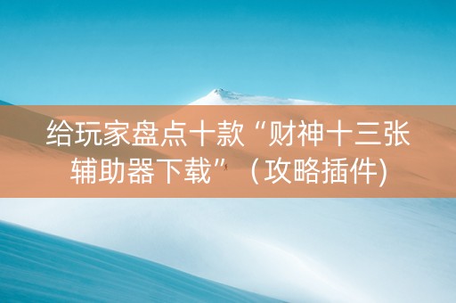 给玩家盘点十款“财神十三张辅助器下载”（攻略插件)