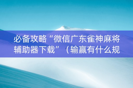 必备攻略“微信广东雀神麻将辅助器下载”（输赢有什么规律)