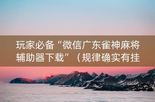 玩家必备“微信广东雀神麻将辅助器下载”（规律确实有挂)