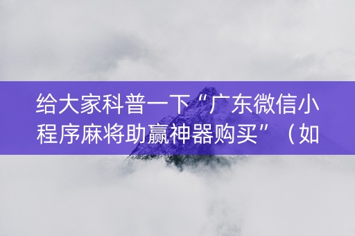 给大家科普一下“广东微信小程序麻将助赢神器购买”（如何让系统发好牌)