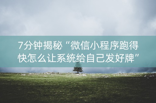 7分钟揭秘“微信小程序跑得快怎么让系统给自己发好牌”（怎么能得到好牌)