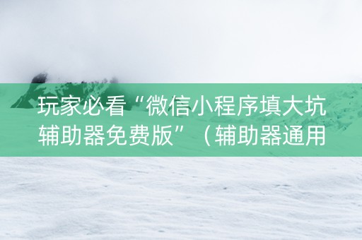 玩家必看“微信小程序填大坑辅助器免费版”（辅助器通用版)