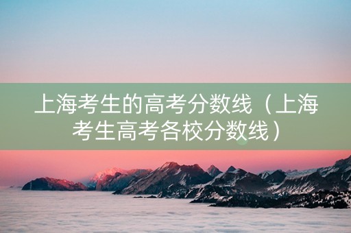 上海考生的高考分数线（上海考生高考各校分数线）