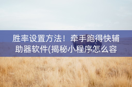 胜率设置方法！牵手跑得快辅助器软件(揭秘小程序怎么容易赢)