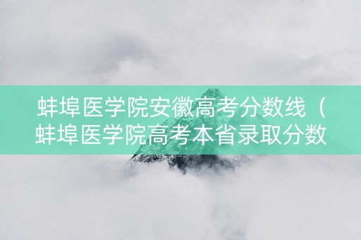 蚌埠医学院安徽高考分数线（蚌埠医学院高考本省录取分数线）