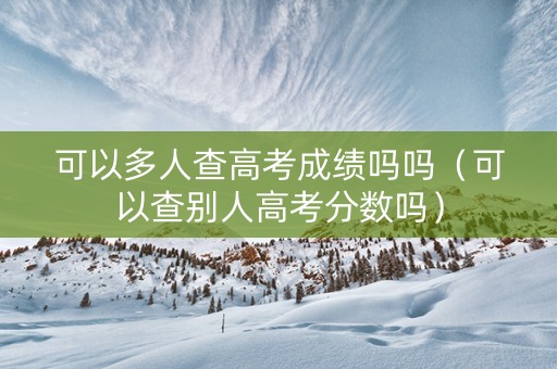 可以多人查高考成绩吗吗（可以查别人高考分数吗）