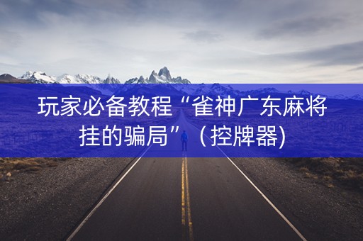 玩家必备教程“雀神广东麻将挂的骗局”（控牌器)