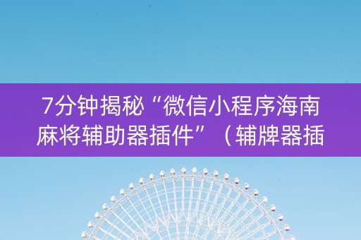 7分钟揭秘“微信小程序海南麻将辅助器插件”（辅牌器插件购买)