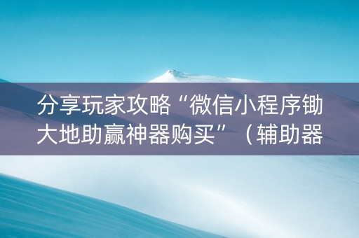 分享玩家攻略“微信小程序锄大地助赢神器购买”（辅助器插件)