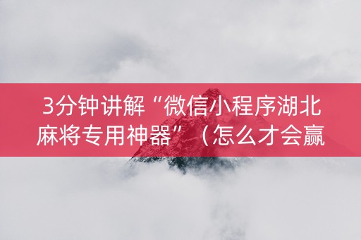 3分钟讲解“微信小程序湖北麻将专用神器”（怎么才会赢)