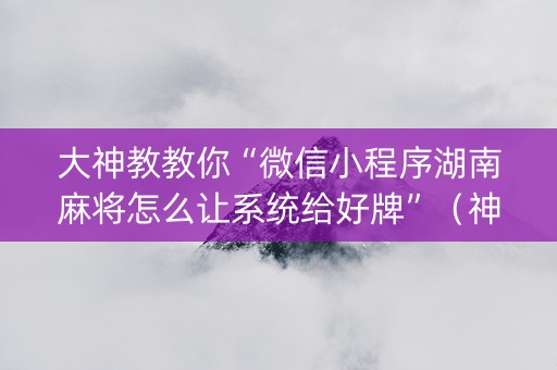 大神教教你“微信小程序湖南麻将怎么让系统给好牌”（神器通用版)