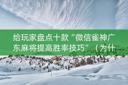给玩家盘点十款“微信雀神广东麻将提高胜率技巧”（为什么有人一直赢)