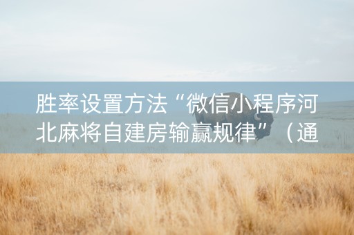 胜率设置方法“微信小程序河北麻将自建房输赢规律”（通用挂软件多少钱)