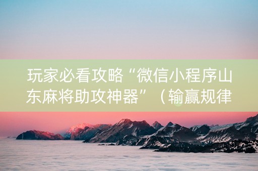 玩家必看攻略“微信小程序山东麻将助攻神器”（输赢规律)