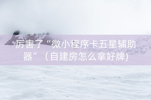 厉害了“微小程序卡五星辅助器”（自建房怎么拿好牌)